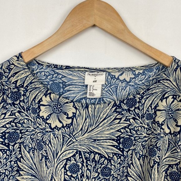 Morris & Co Dresses & Skirts - H&M x William Morris & Co 8 Floral Print Tunic Shift Dress Blue Tie Sleeves